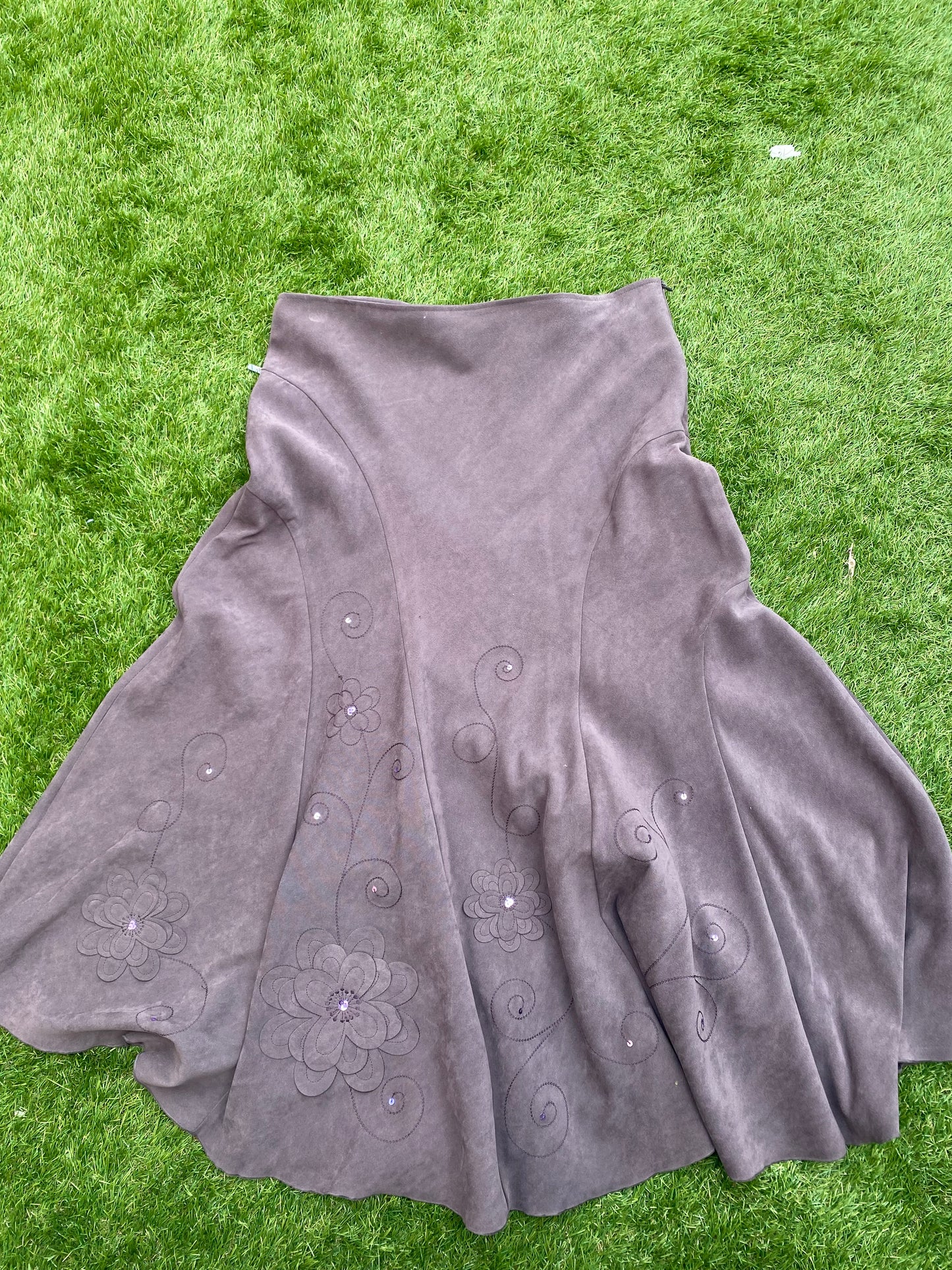 Vintage suede embroided skirt