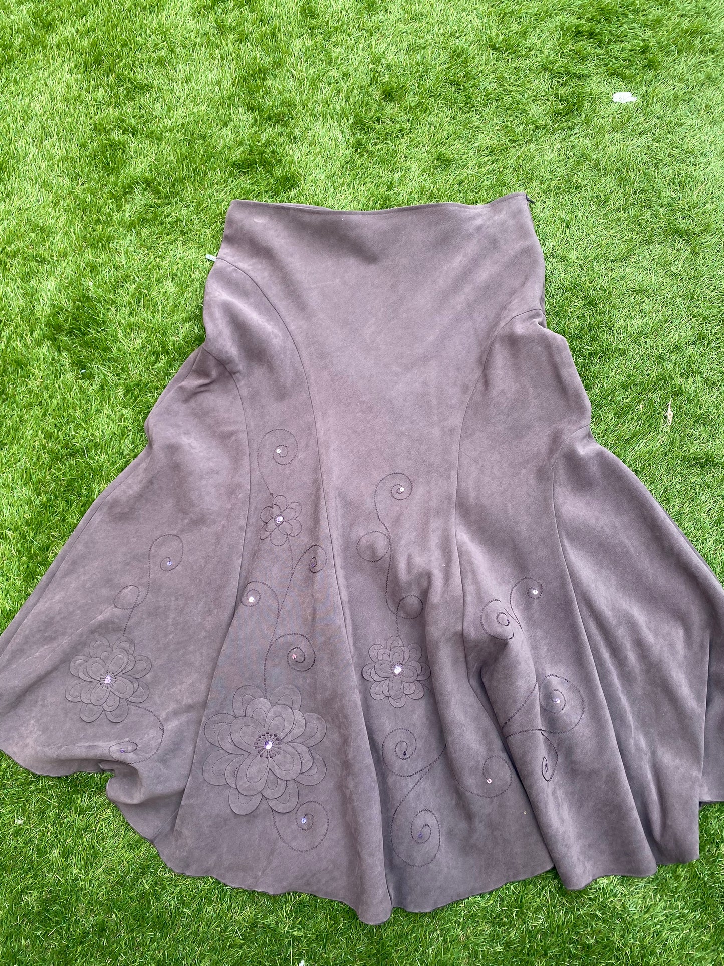 Vintage suede embroided skirt